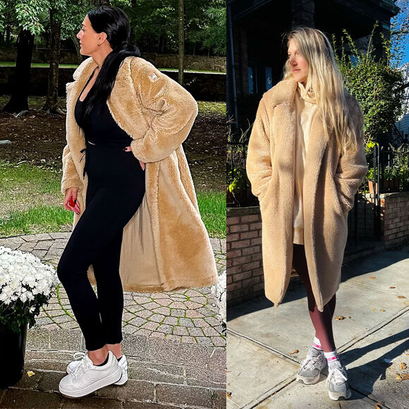 ALO YOGA Oversized Sherpa Trench Coat in Camel Size S - Picture 3 of 16